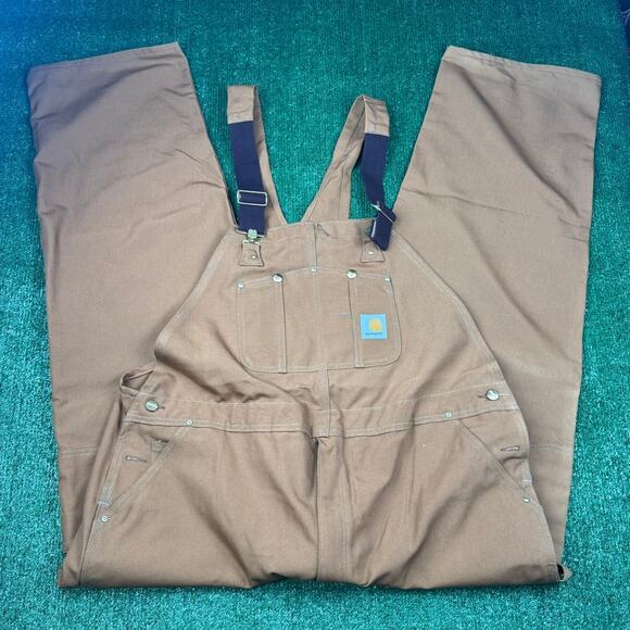 NWT Carhartt Duck Canvas Bib Overalls Size 48x32 Double Knee Workwear Rugged 90s